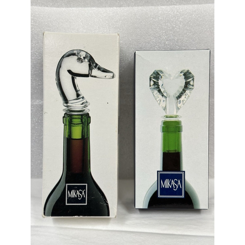 Mikasa Austrian Crystal Mallard Duck and Heart Glass Bottle Wine Stopper 5 1/2
